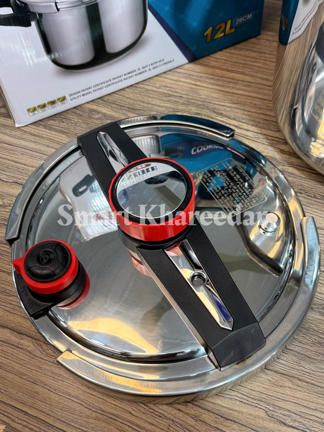 12L Jumbo Automatic Stainless Steel Pressure Cooker with Glass Lid | 26cm