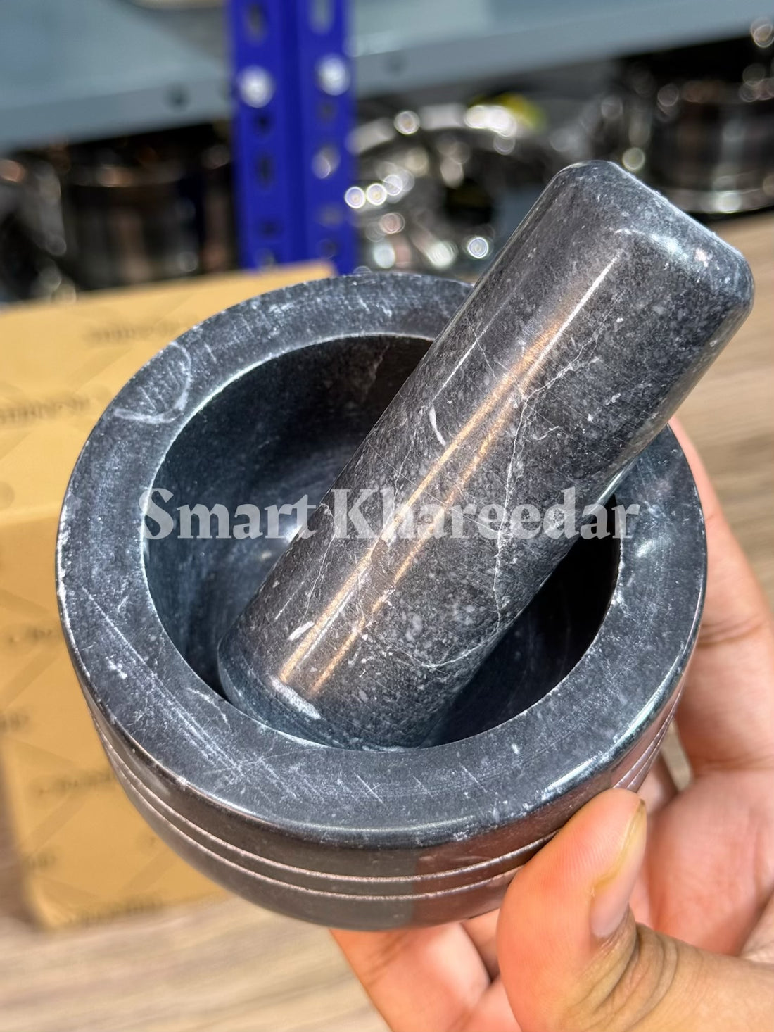 Marble Chattu Watta Dori Danda – Traditional Mortar & Pestle for Grinding Spices, Herbs & Garlic