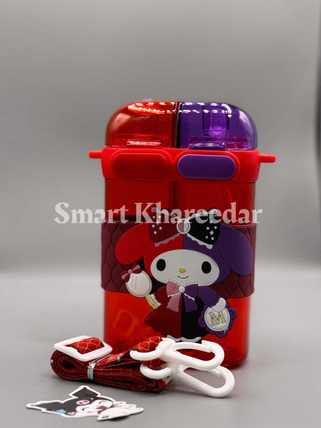 Double Drink Water Bottle With Straw And Strap Clear acrylic