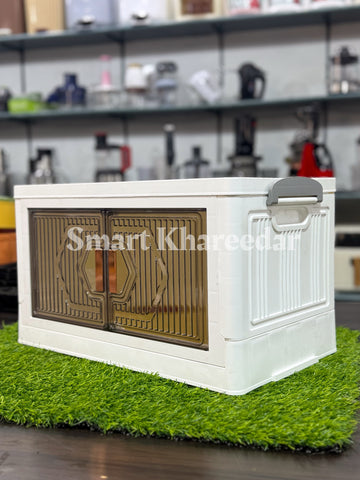 Large Double Door Open Folding Storage Cabinet with Lid Wheels - Almirah Daraz