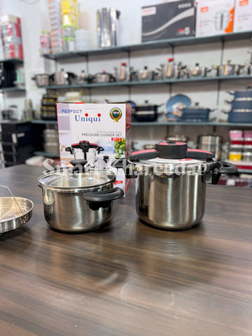 Uniqui 8pc Automatic Pressure Cooker Set 5L+7L | 18/10 Stainless Steel