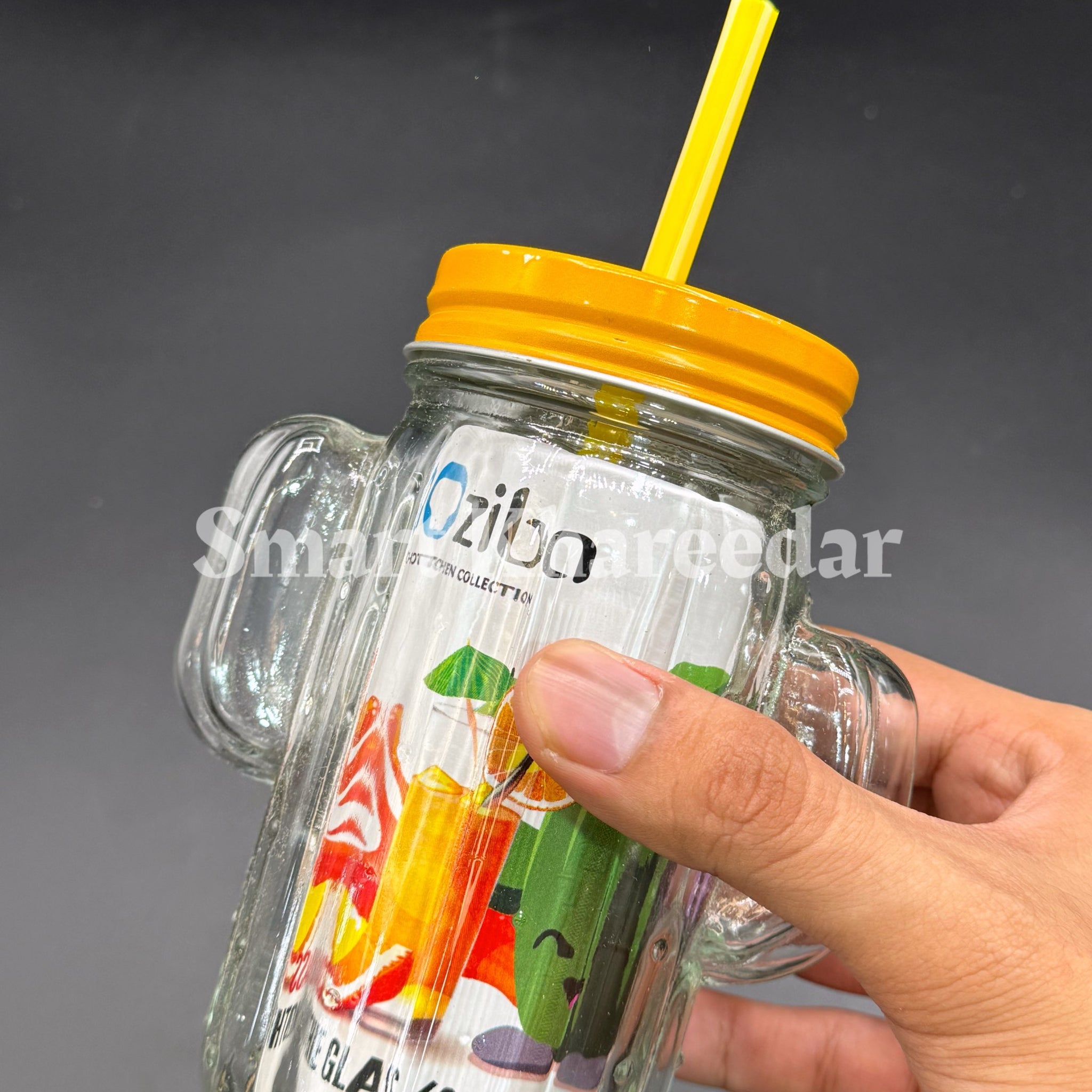 Beautiful Ziba  Glass Juice Mug with Colorful Lid