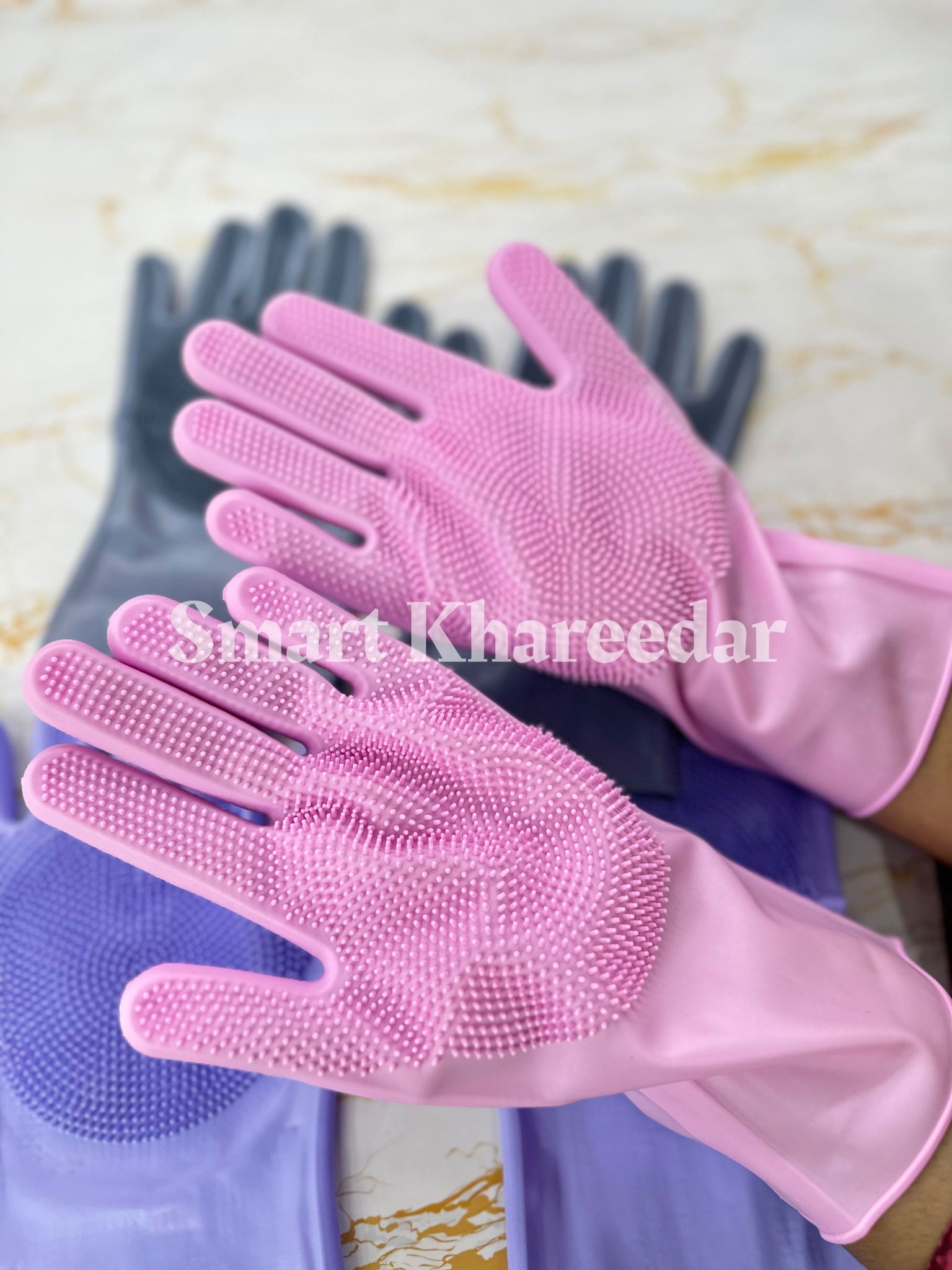 Big Silicon Washing Gloves Pair - Smart Khareedar