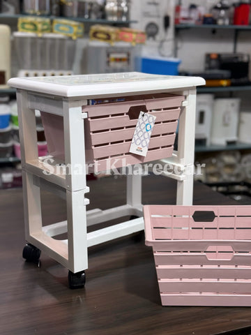 Ziba 2-Tier Trolley Rack with Side Table Top – 10kg Capacity per Shelf