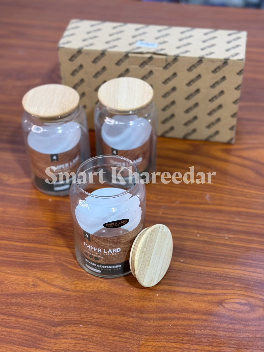 Wooden Lid Tempered Glass Airtight Jars | Imperial Canisters