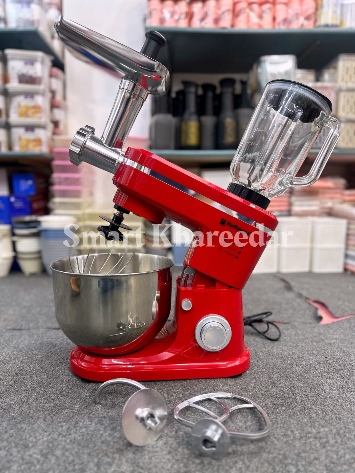 Hoffmans 3in1 Stand Mixer HM-8085 | Qeema Machine + Blender Jug + Dough Maker