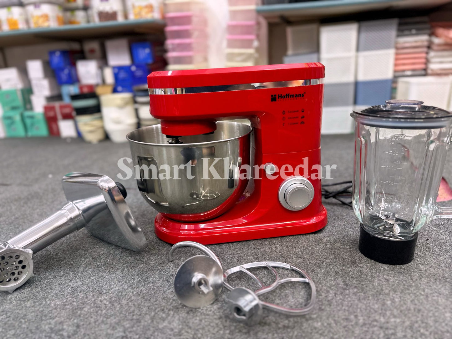 Hoffmans 3in1 Stand Mixer HM-8085 | Qeema Machine + Blender Jug + Dough Maker