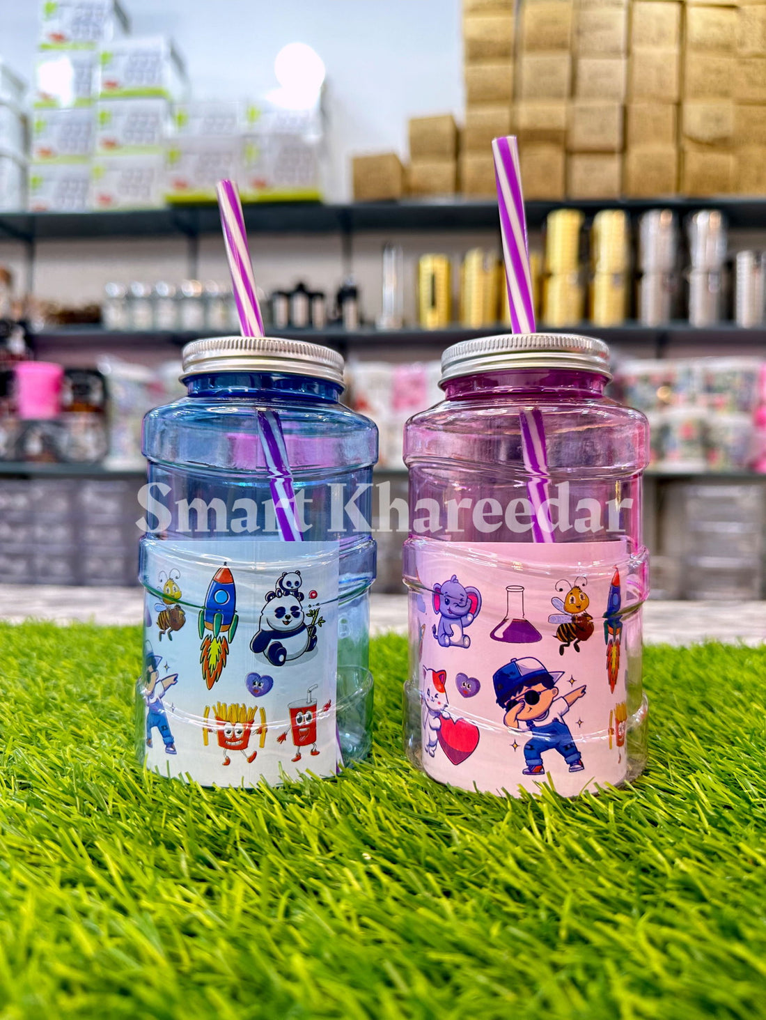 Coloured Sipper Glass with Straw - Smart Khareedar