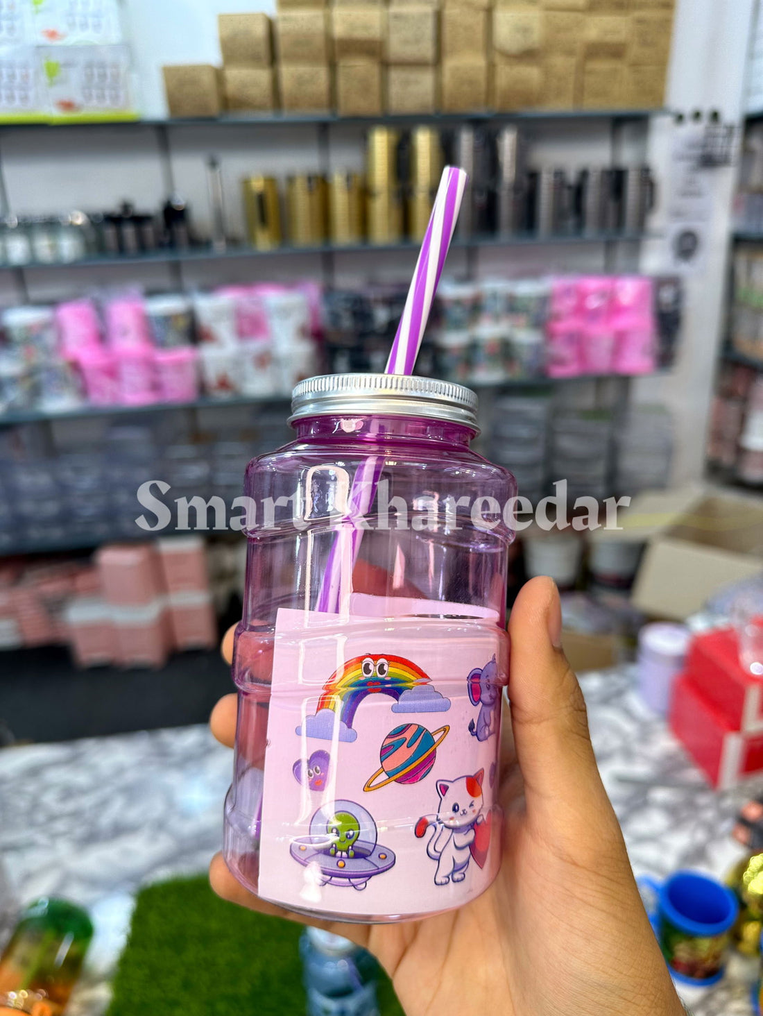 Coloured Sipper Glass with Straw - Smart Khareedar
