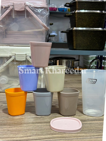 Bita 6pc Picnic Glass Set with Airtight Lid Holder