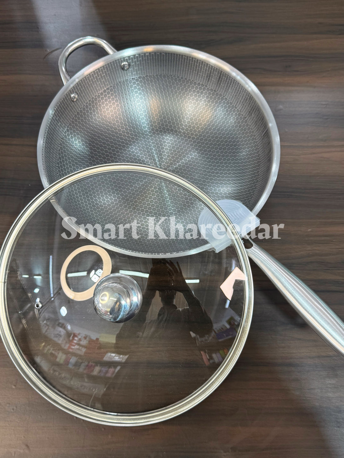 HoneyComb LaserCut Karahi with Lid & Handle - Deep Shallow Pan