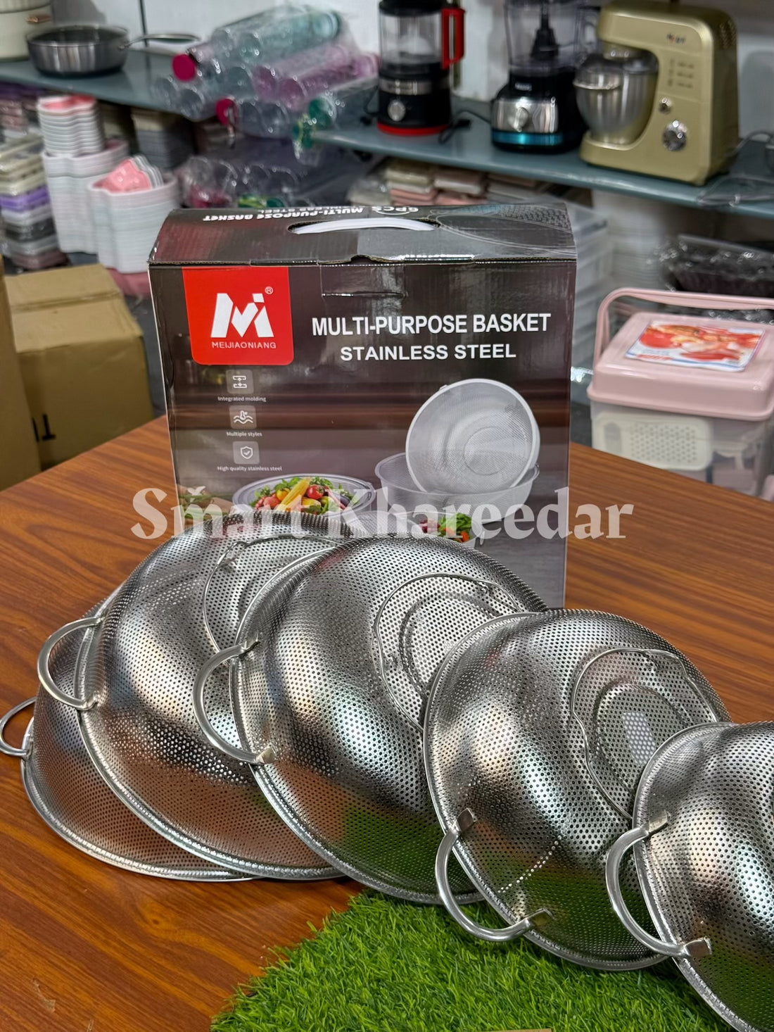 6-Piece Multi-Purpose Stainless Steel Strainer Basket Set | Kitchen Draining & Washing Sieve Set