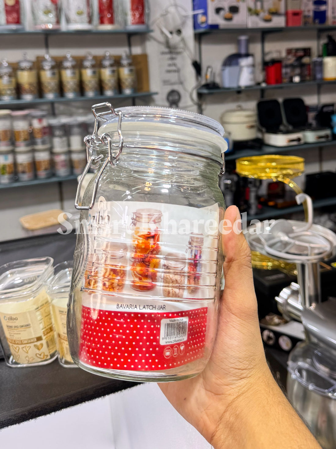 Ziba 1.5kg Glass Bavaria Latch Jar - Steel Lock