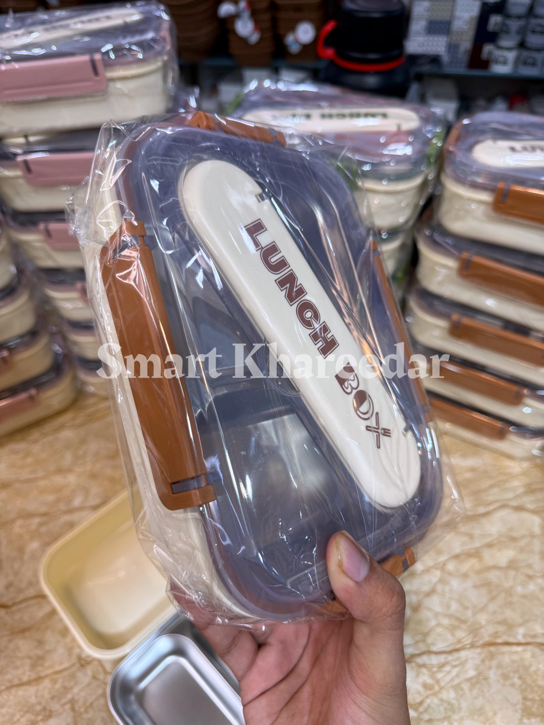 2 Section Stainless Steel Airtight Banto Lunch Box with Cutlery