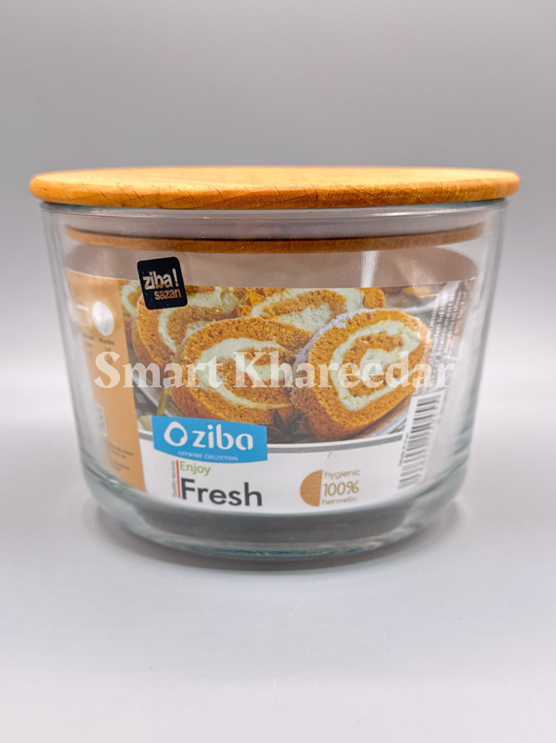 1.5kg Ziba Tempered Glass Bowl with Wooden Lid (Rollet) - Donga Bowl