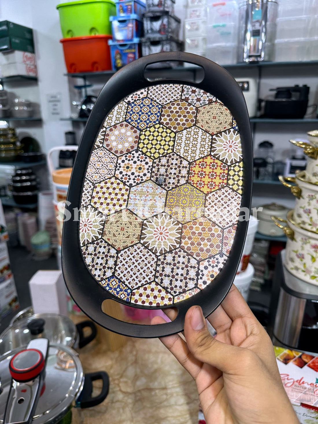 Oval Shape Black Plastic Tray - Irani