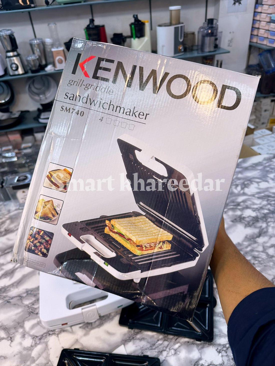 Kenwood 4 Slice Sandwich and Grill Maker [Detachable plates] SM-740