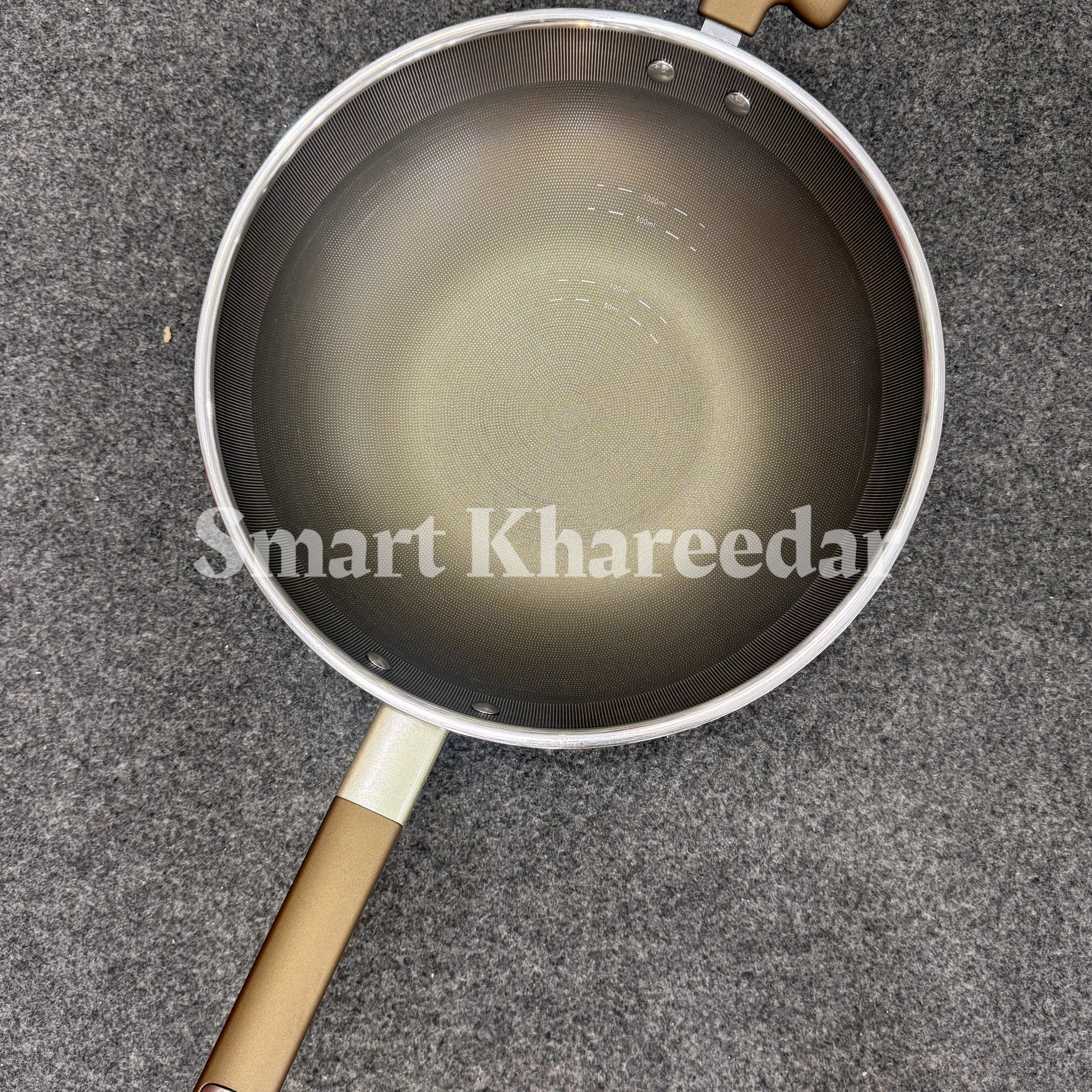 Titanium Non-Stick Karahi Wok Pan – 34cm | Dual Handle (Long & Short) Heavy-Duty Design
