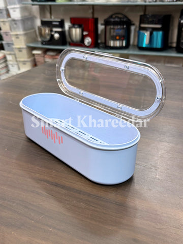 Silverware Organizer with Lid and Drainer, Plastic Utensil Tray for Kitchen Drawer and Countertop, Cutlery Storage Box for Spoons Forks Knives