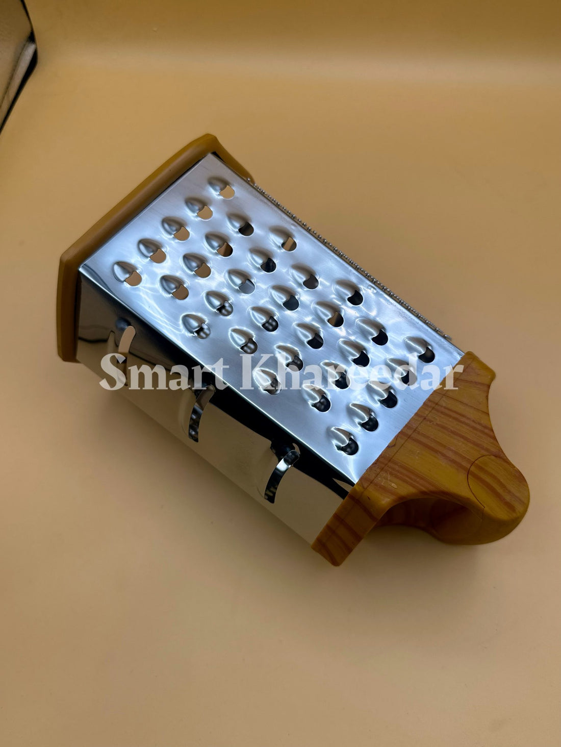 5-Sided Stainless Steel Grater with Wooden Finish Handle | Multi-Function Kitchen Tool