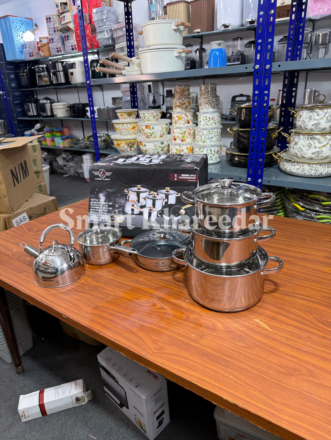 12pc Stainless Steel Induction Based Cookware Set with Whistle Kettle