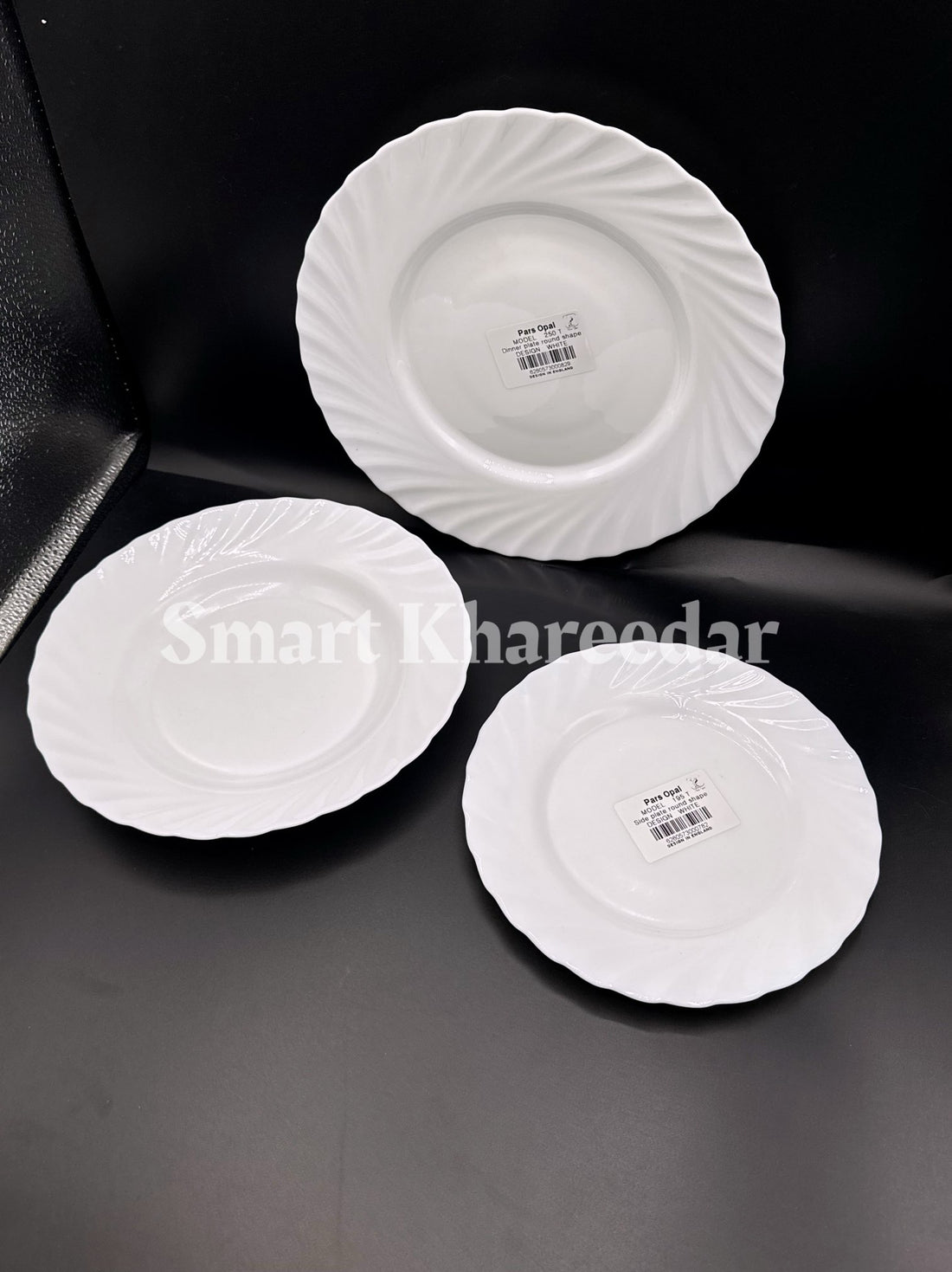 Set of 18 Marble Stone Plate Set - Paras Opal Dinner Set | White Round