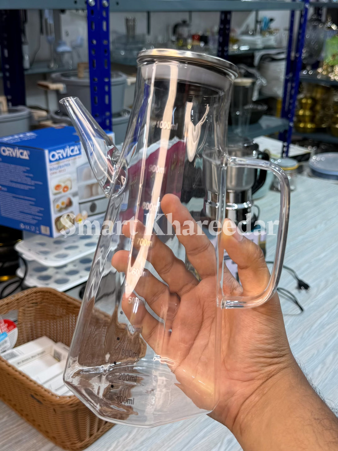 1L Premium Glass Oil Jug with Bamboo Lid