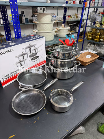 Honeycomb LaserCut Hybrid Stainless Steel Cookware Set | Uniform Thermal Conductivity