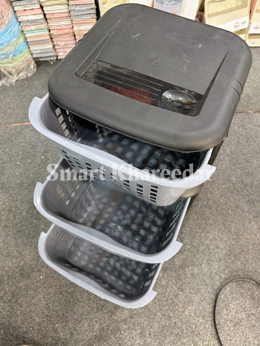 3 Tier Aqua Plastic Trolley Organiser | Storage Box