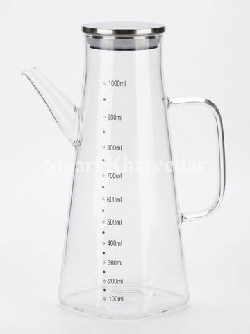 1L Premium Glass Oil Jug with Bamboo Lid