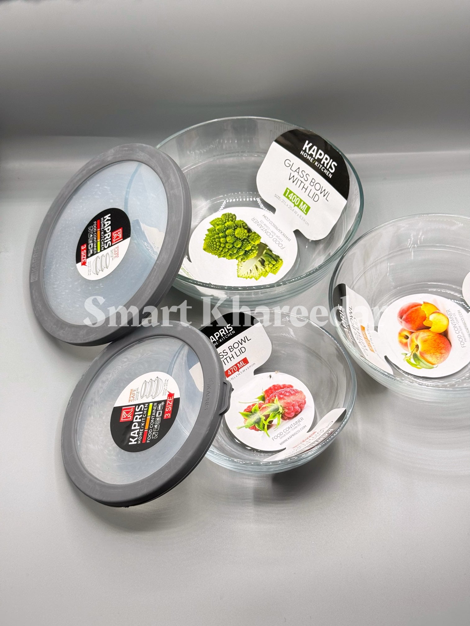 KAPRIS 3pc Glass Airtight Bowl Set - Silicone Lids