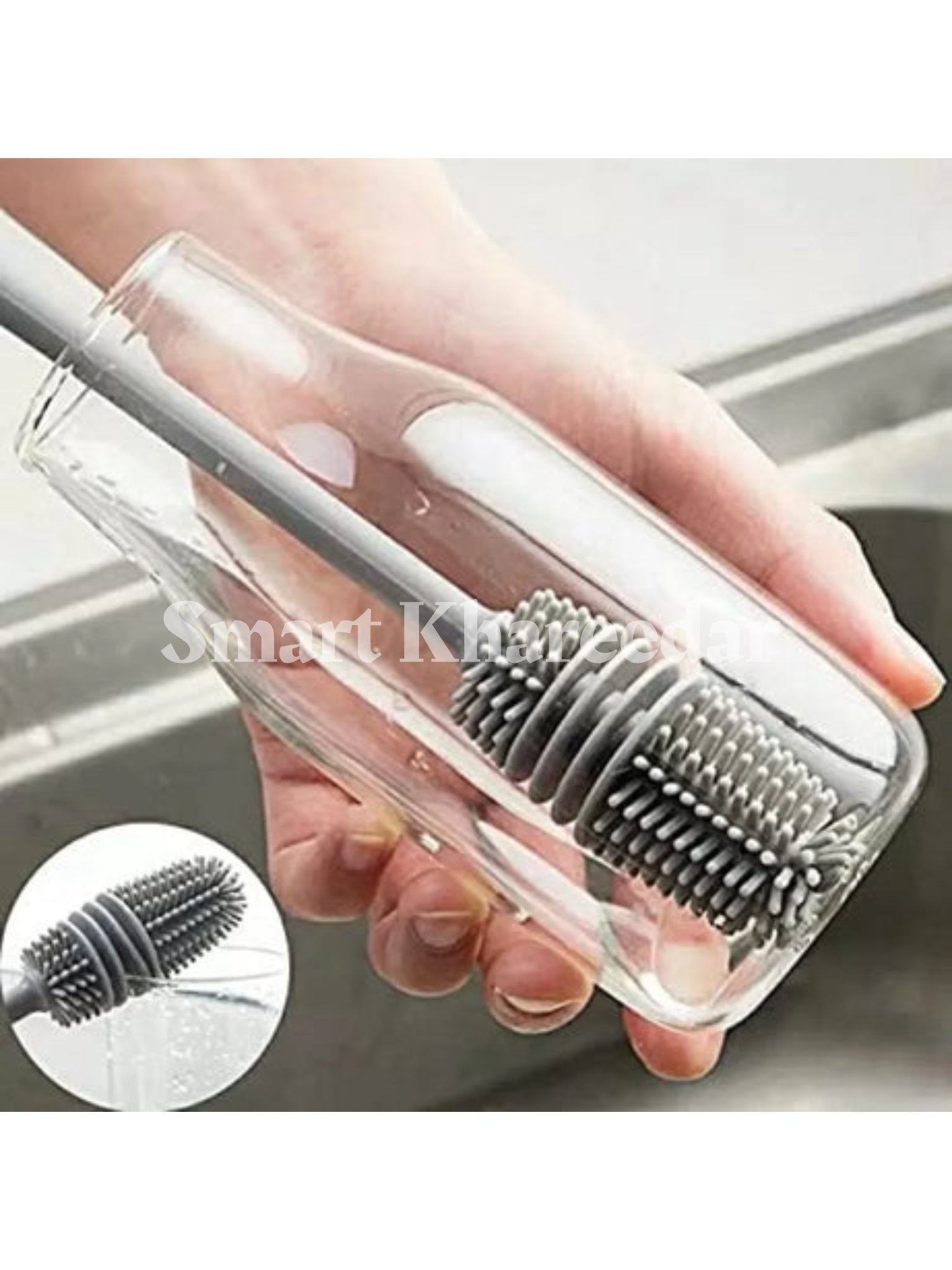 Silicone Long Handle Feeder Cleaning Brush - Bottle Cleaner with Heavy Bristles