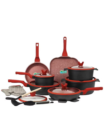 Donnor 21pc Die-Cast Granite Cookware Set | Marble Stone Coating