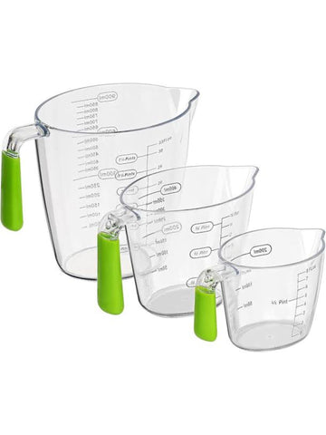 3-Piece Clear Acrylic Measuring Cup Set | 500ml, 1L & 1.5L | Durable Kitchen Measuring Jugs for Liquid & Dry Ingredients