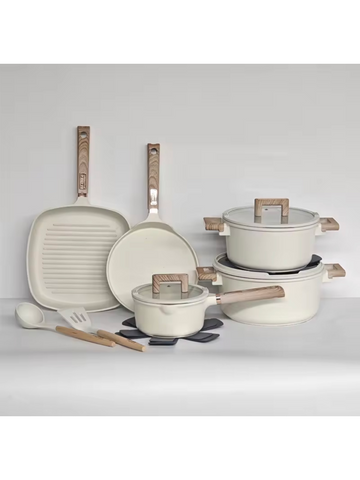 13pc DONNOR Granite Die-Cast Cookware Set | Marble Stone Coating