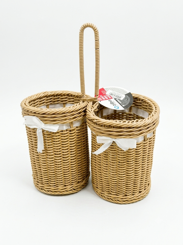 Ziba Double Weave Cane Spoon Holder | Cutlery Stand