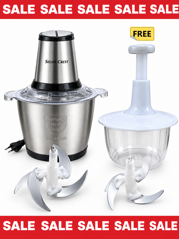 Silver Crest Electric Meat Chopper 3 litre +🆓 Hand Push Chopper 2L🥩