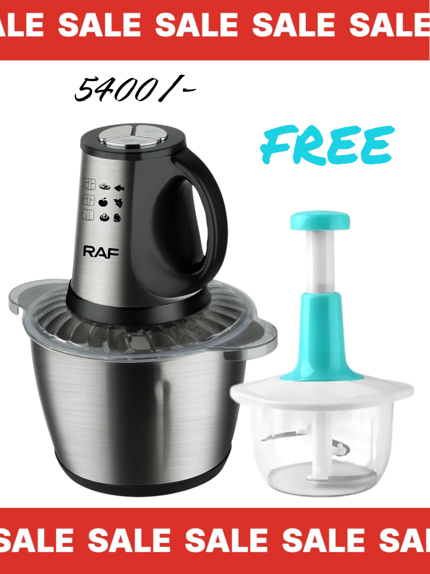 RAF 3L Electric Meat CHOPPER R.7032 + 🥩FREE Hand Chopper 2L 🆓