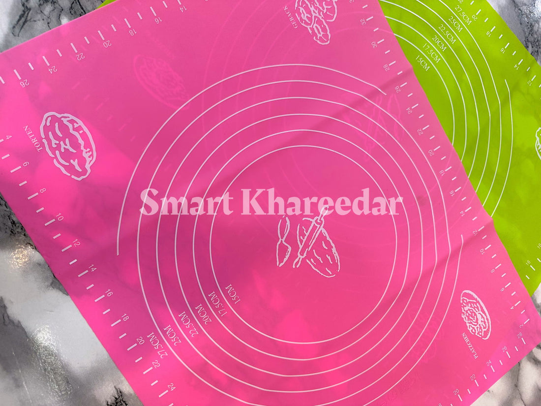 Roti mat Non-Stick Silicon Reusable Pastry Fondant Dough Roti Chapati Rolling Baking Sheet Mat with Measurements - Multi colour - Smart Khareedar