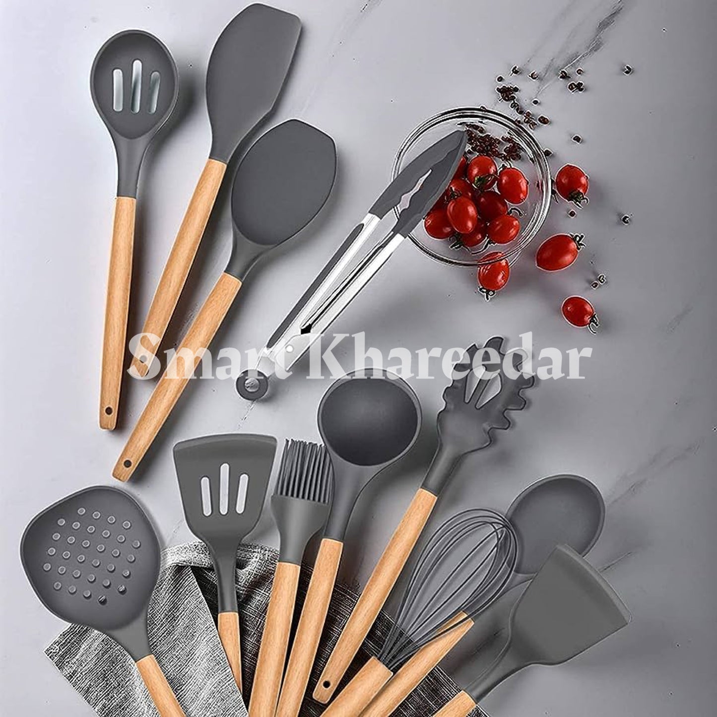 12 pcs Silicone Cooking Spoon Set with stand
